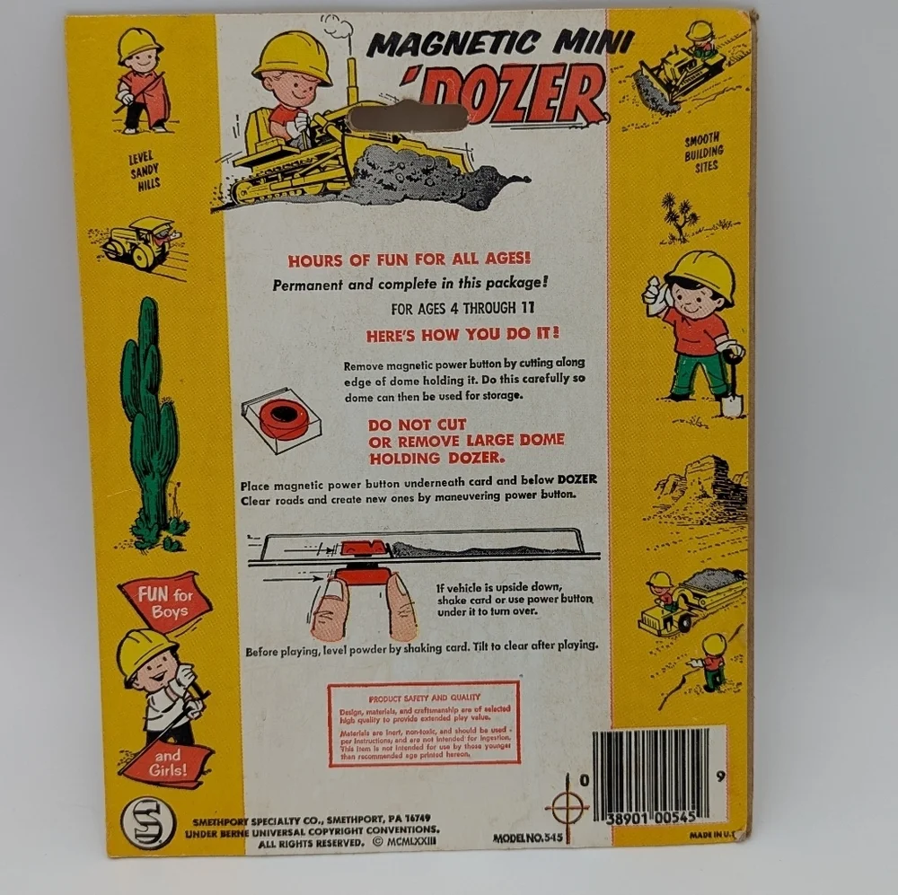Vintage Magnetic Mini Dozer Toy MIP Collectible Construction Retro model 545